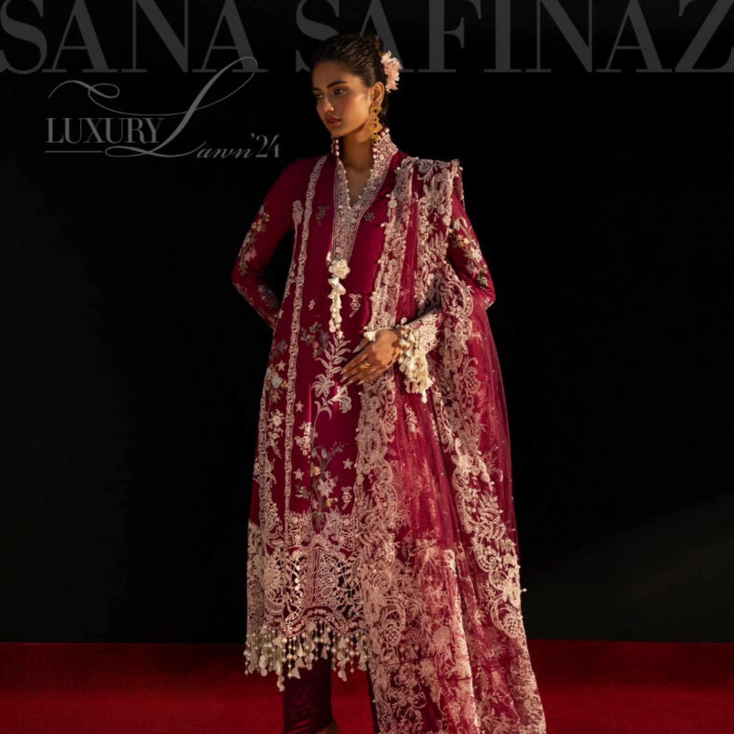 Sana Safinaz Embroidered Luxury Lawn Unstitched 3Pc Suit D-03B