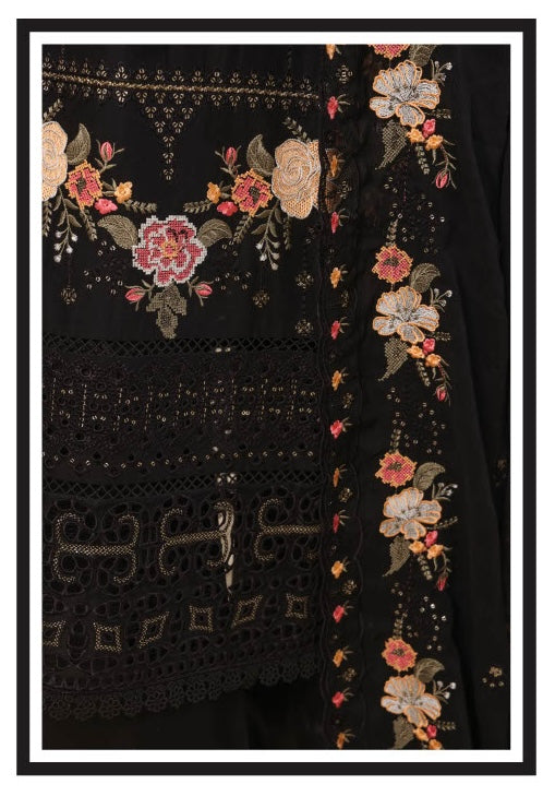 Sadabahar - Luxury Embroided 3 Piece Stitched Black