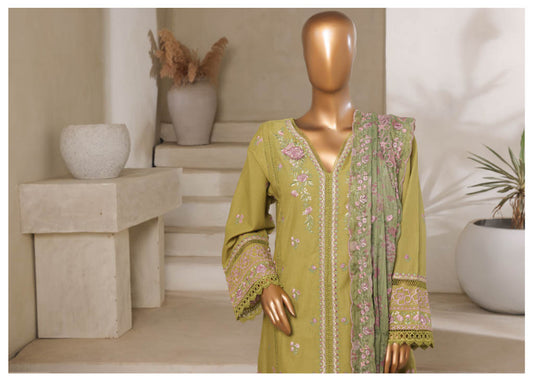 Sadabahar - Luxury Embroided 3 Piece Stitched Olive Green