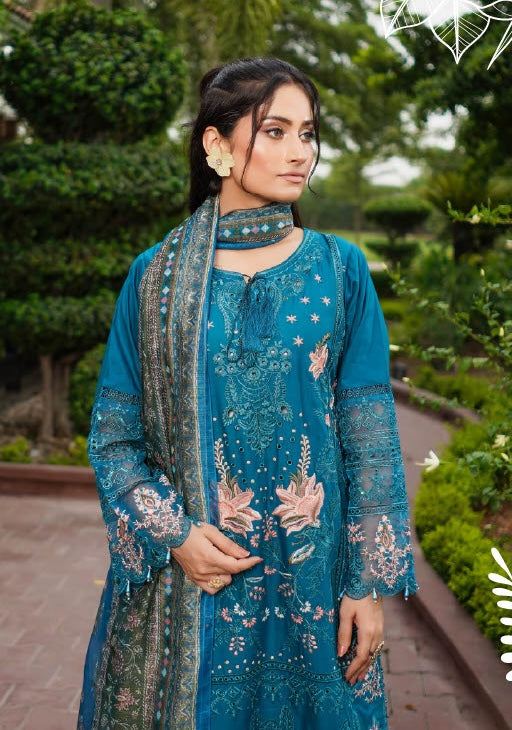 Munira Designers Lawn Stitched Blue