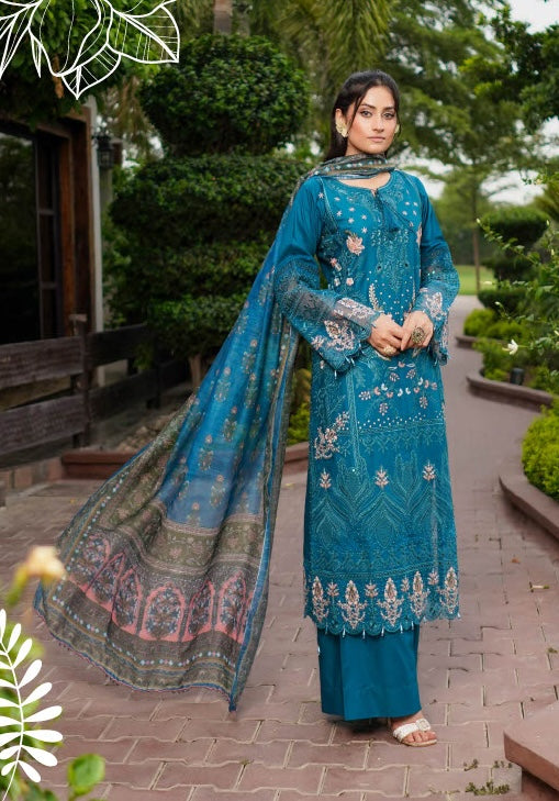 Munira Designers Lawn Stitched Blue