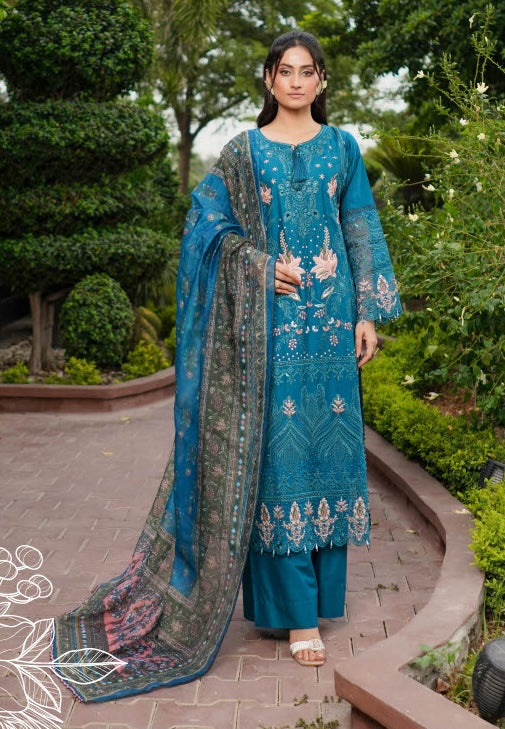 Munira Designers Lawn Stitched Blue