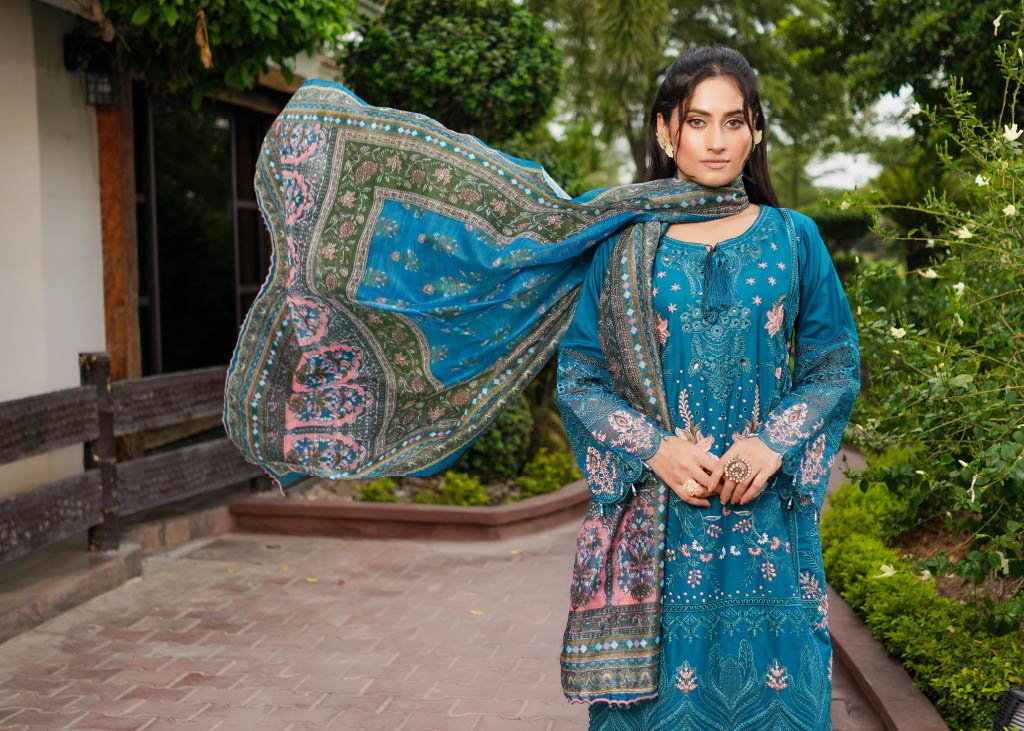 Munira Designers Lawn Stitched Blue