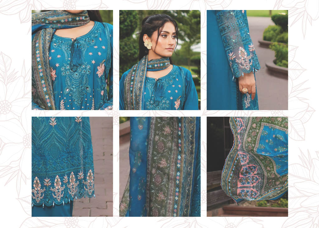Munira Designers Lawn Stitched Blue