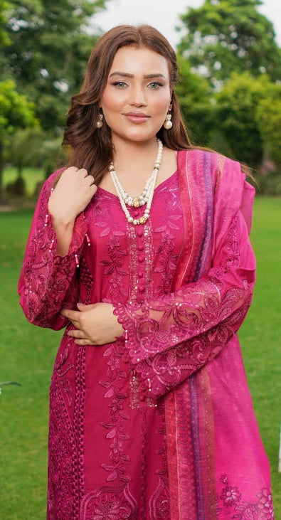Munira Designers Lawn Stitched Pink
