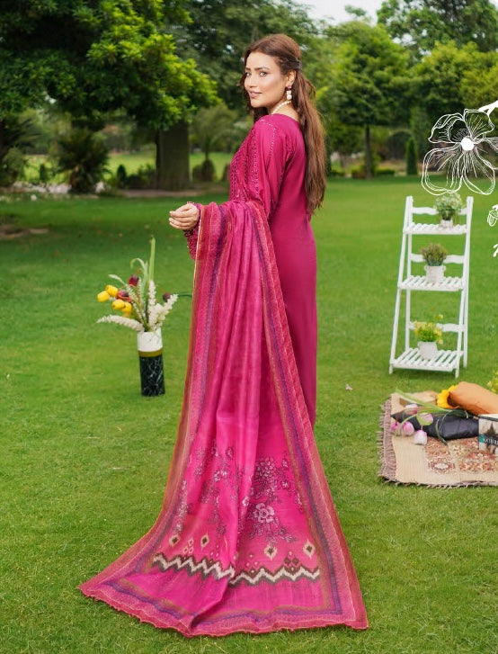 Munira Designers Lawn Stitched Pink