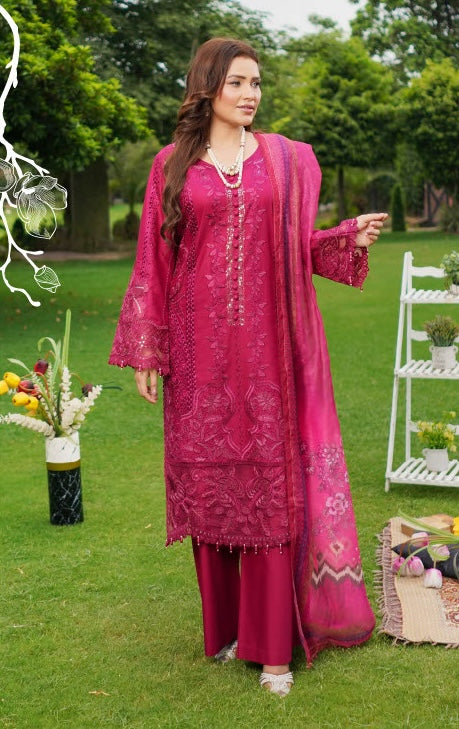 Munira Designers Lawn Stitched Pink