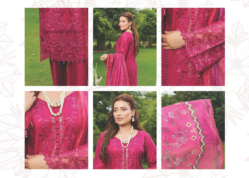 Munira Designers Lawn Stitched Pink