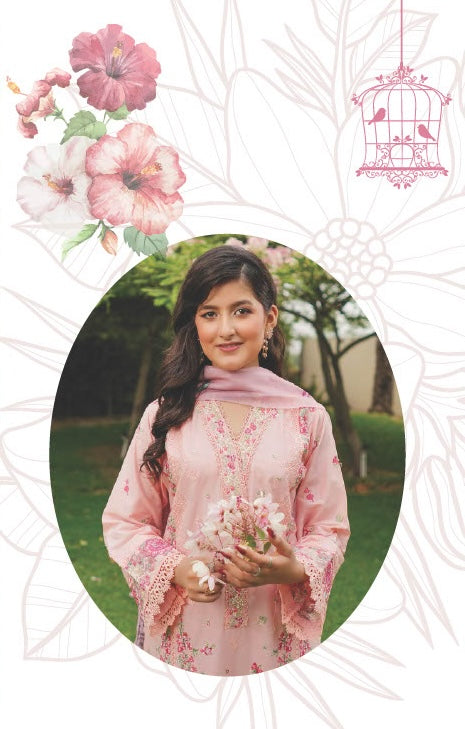 Munira Designers Lawn Stitched Pink