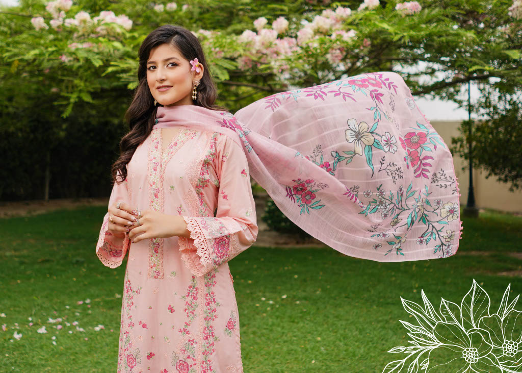 Munira Designers Lawn Stitched Pink