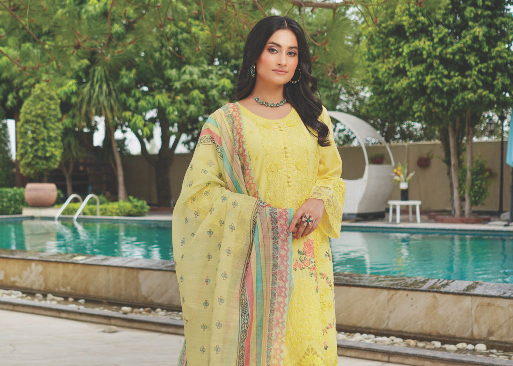 Munira Designers Lawn Stitched Yellow
