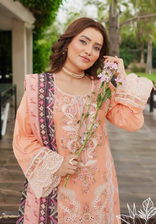 Munira Designers Lawn Stitched Peach