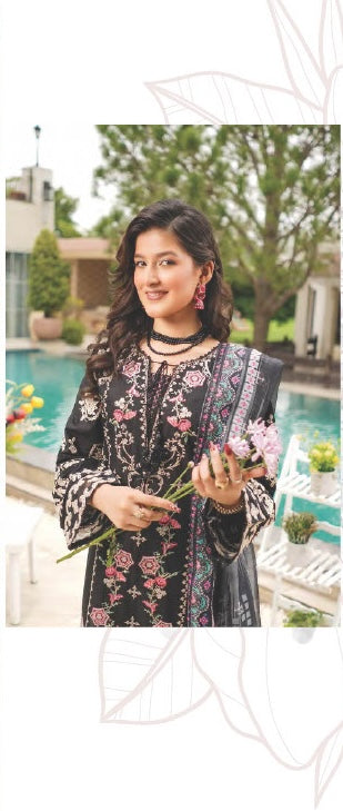 Munira Designers Lawn Stitched Black