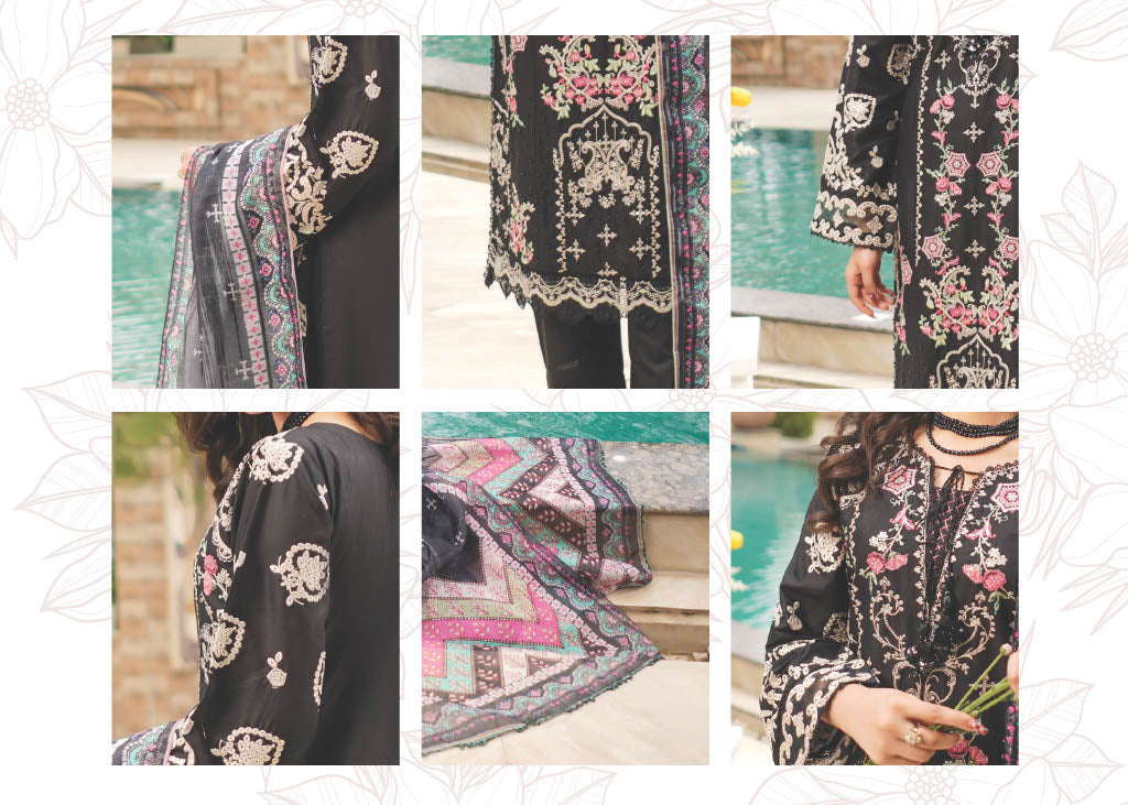 Munira Designers Lawn Stitched Black
