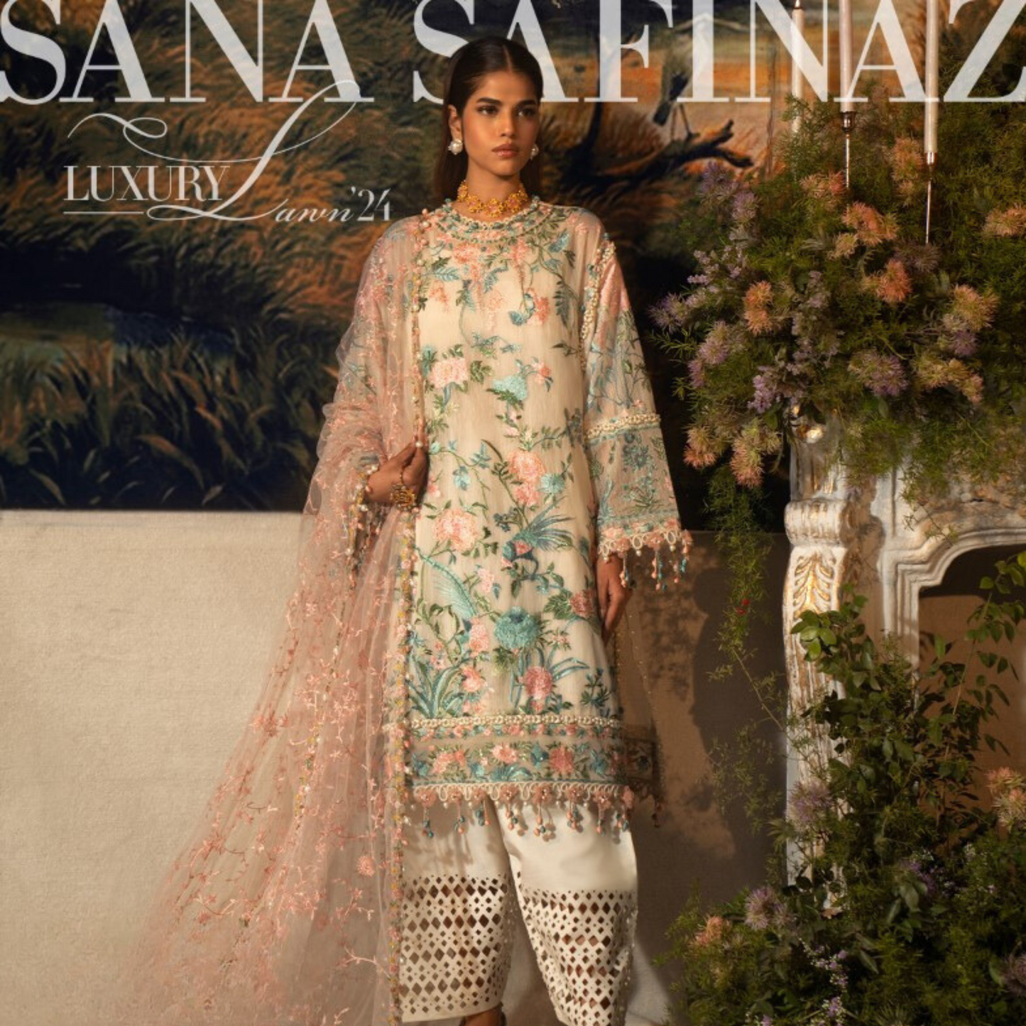 Sana Safinaz Embroidered Luxury Lawn Unstitched 3Pc Suit D-03B