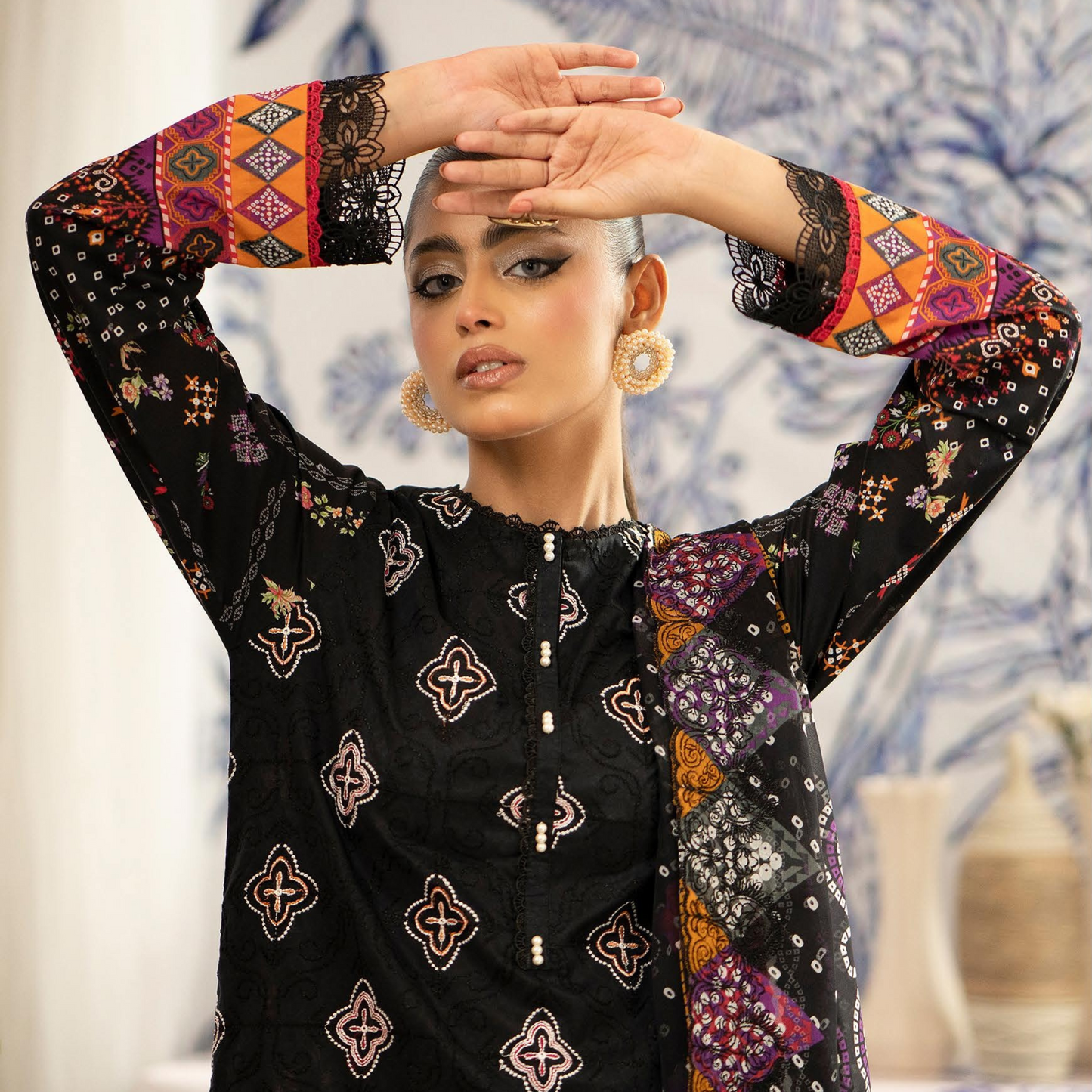 ROSHNAI 3 PC UN-STITCHED (SHIRT TROUSER & DUPATTA)