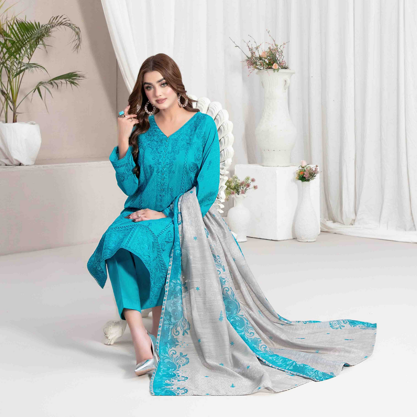 Lakeesha By Tawakkal Stitched 3 Piece Emb Lawn Collection'2024
