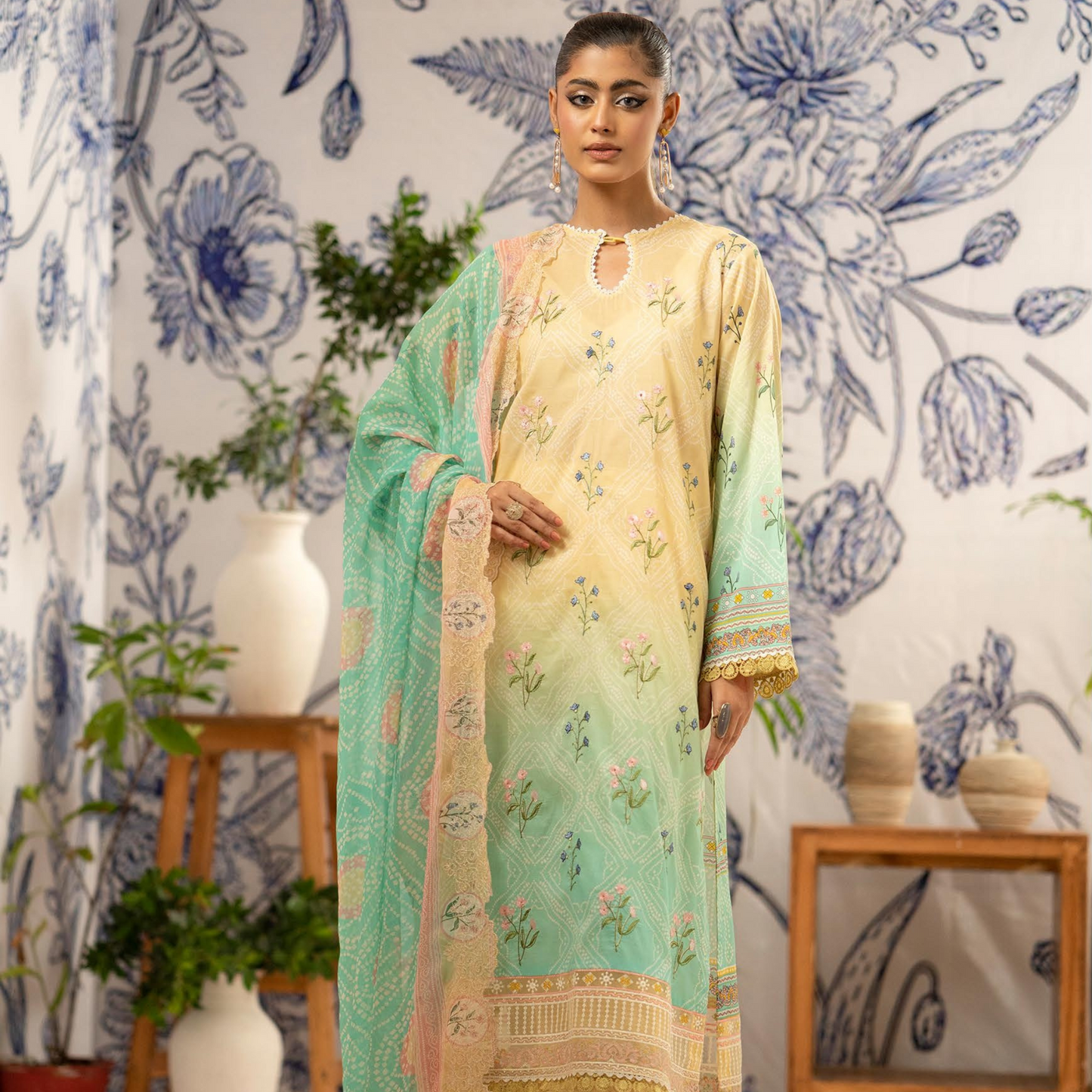 ROSHNAI 3 PC UN-STITCHED (SHIRT TROUSER & DUPATTA)