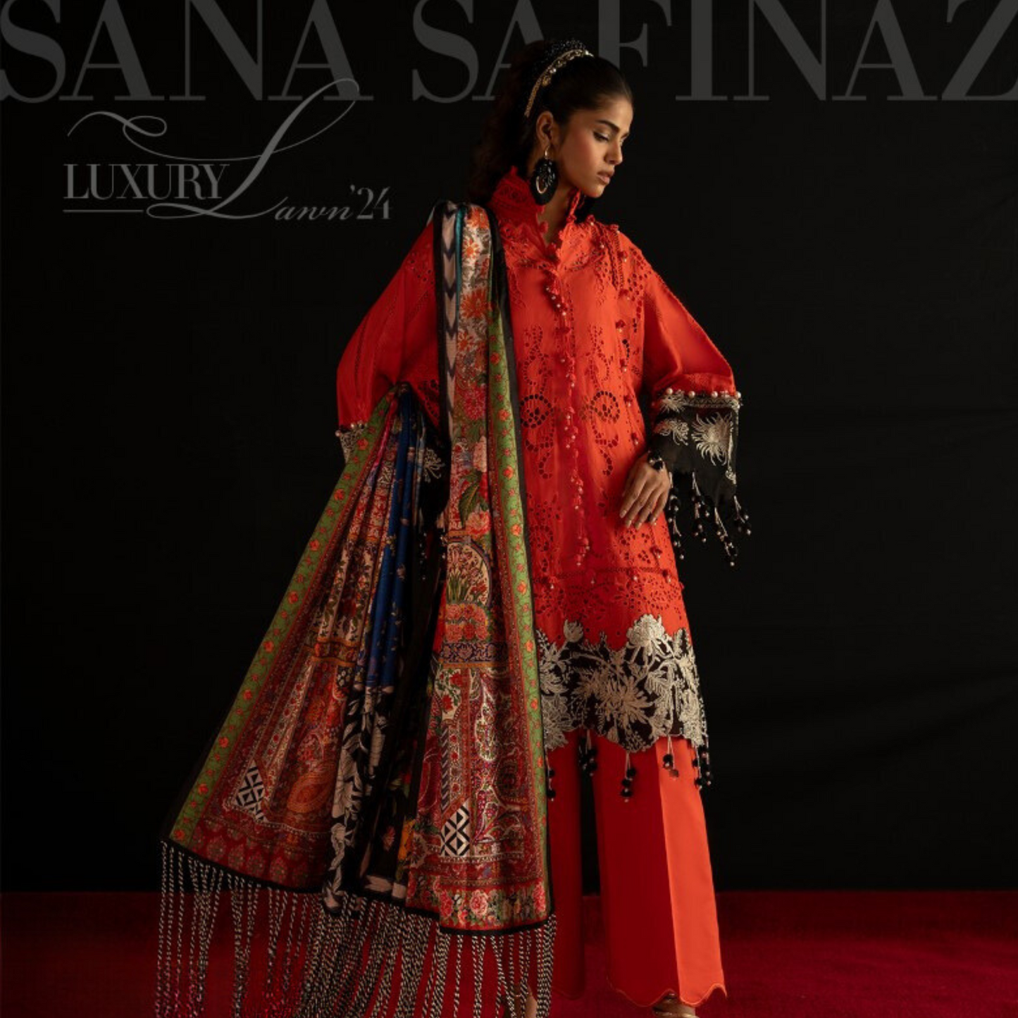 Sana Safinaz Embroidered Luxury Lawn Unstitched 3Pc Suit D-03B
