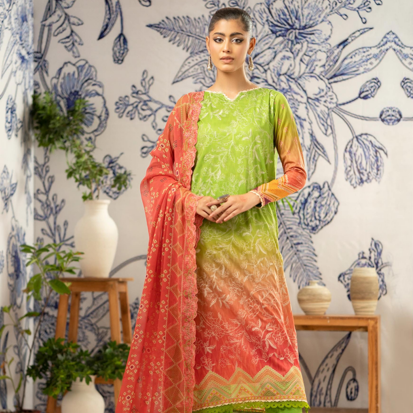 ROSHNAI 3 PC UN-STITCHED (SHIRT TROUSER & DUPATTA)