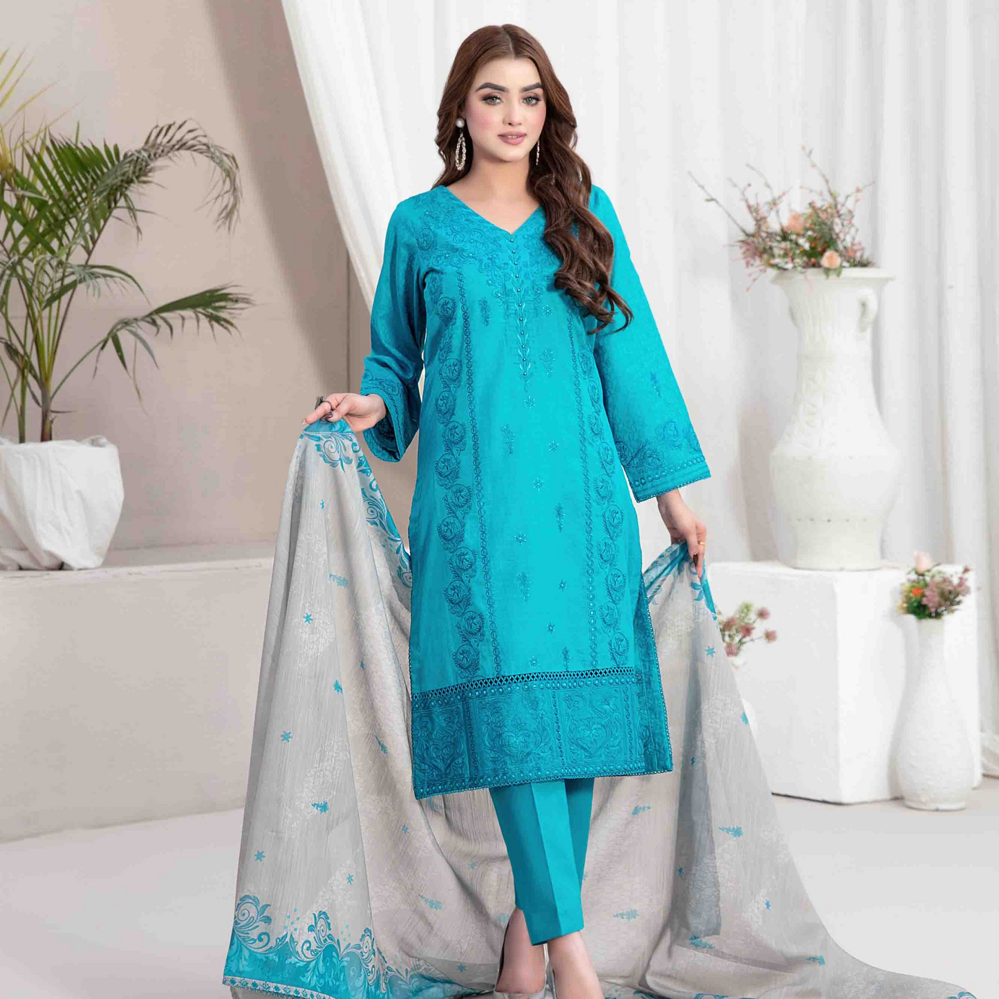 Lakeesha By Tawakkal Stitched 3 Piece Emb Lawn Collection'2024