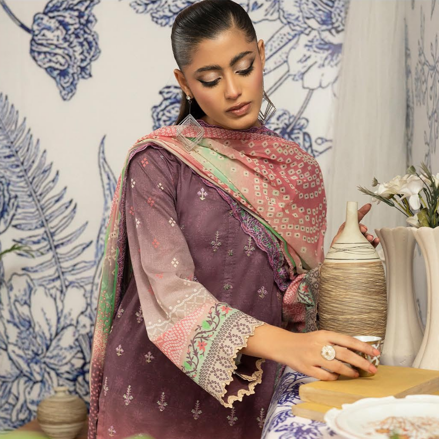 ROSHNAI 3 PC UN-STITCHED (SHIRT TROUSER & DUPATTA)