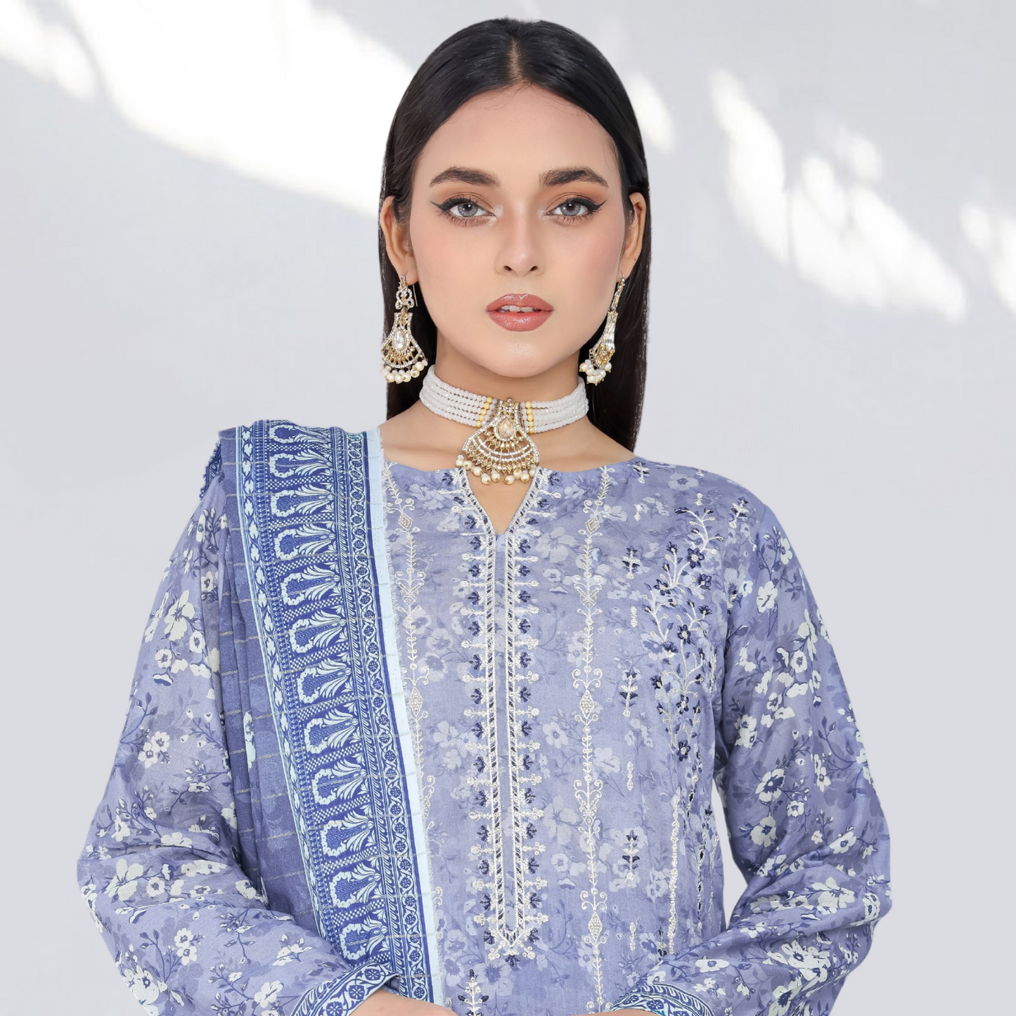 Lawn 3 piece Stitch Embroidered Chicken Kari Daman Collection With Fancy Zari Duppata