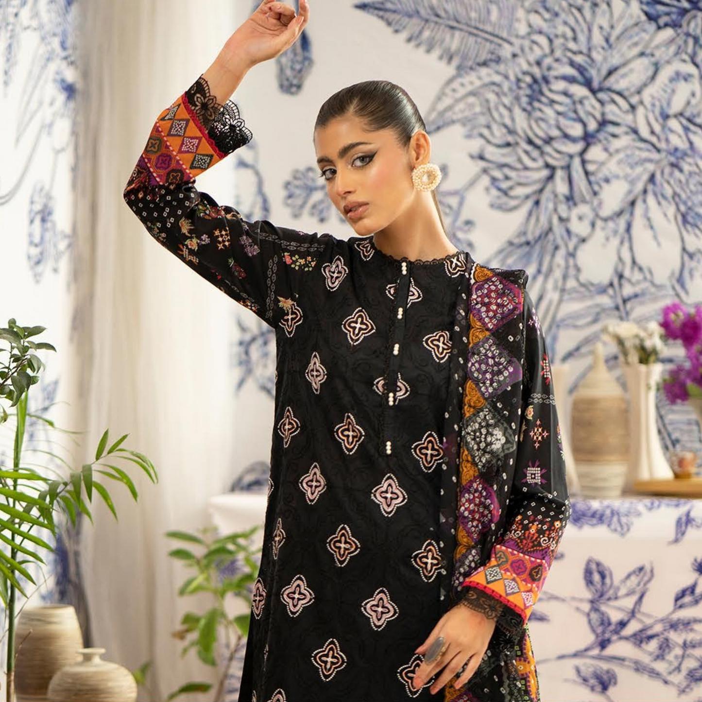 ROSHNAI 3 PC UN-STITCHED (SHIRT TROUSER & DUPATTA)