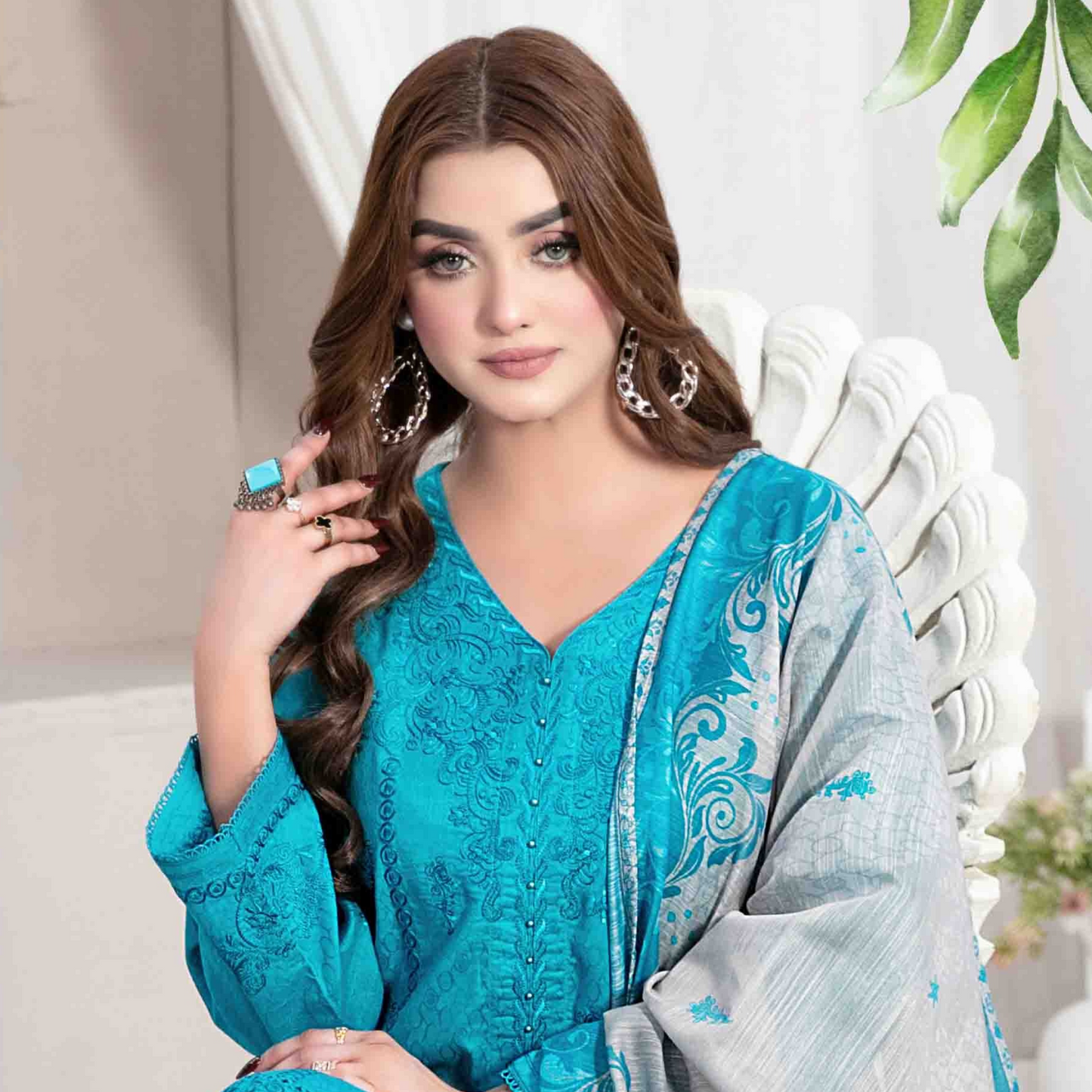 Lakeesha By Tawakkal Stitched 3 Piece Emb Lawn Collection'2024