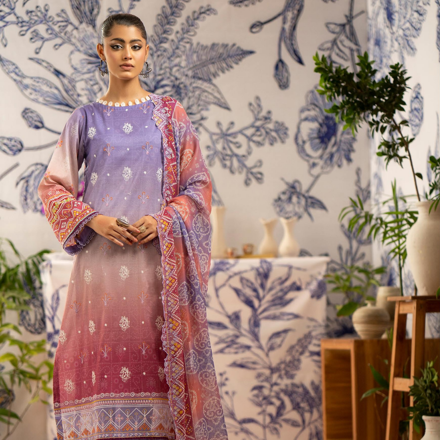 ROSHNAI 3 PC UN-STITCHED (SHIRT TROUSER & DUPATTA)
