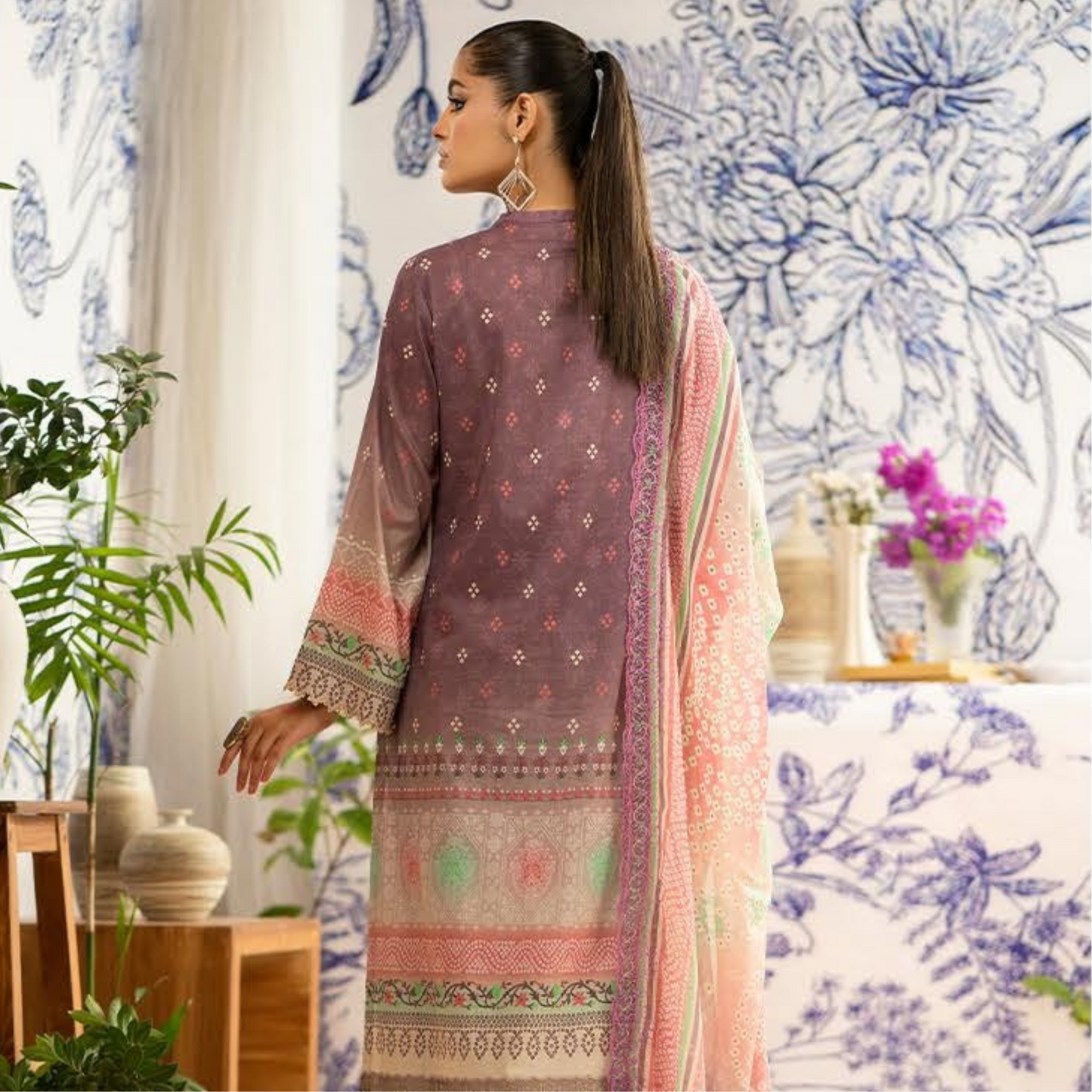 ROSHNAI 3 PC UN-STITCHED (SHIRT TROUSER & DUPATTA)