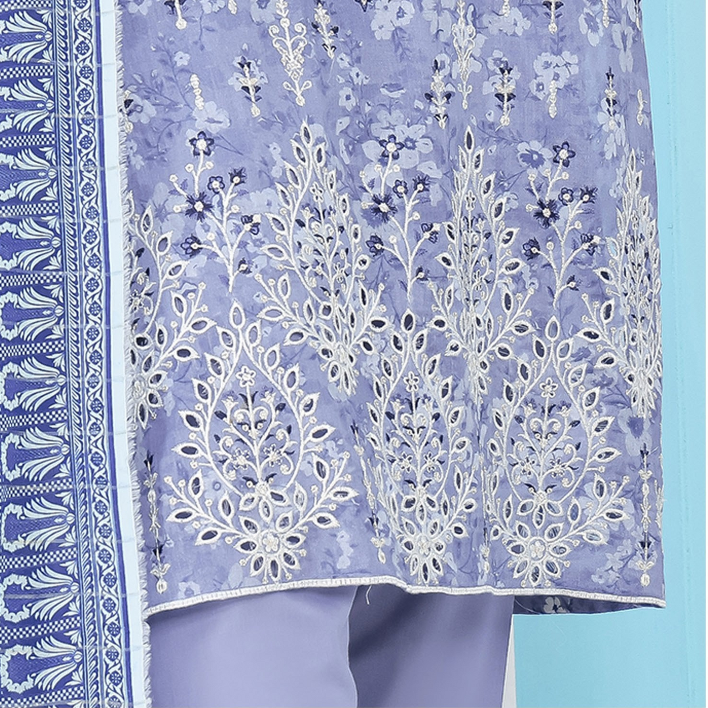 Lawn 3 piece Stitch Embroidered Chicken Kari Daman Collection With Fancy Zari Duppata