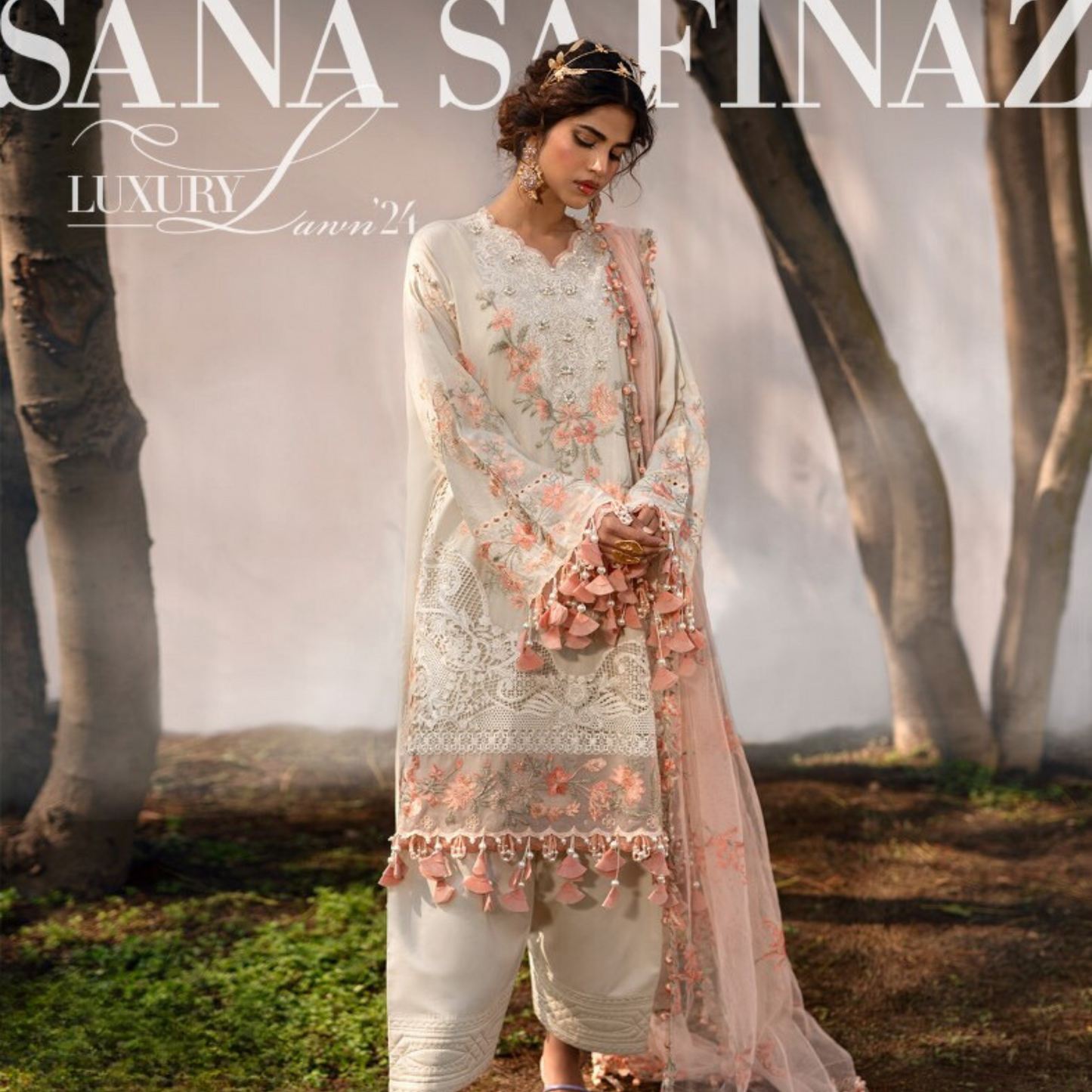 Sana Safinaz Embroidered Luxury Lawn Unstitched 3Pc Suit D-03B