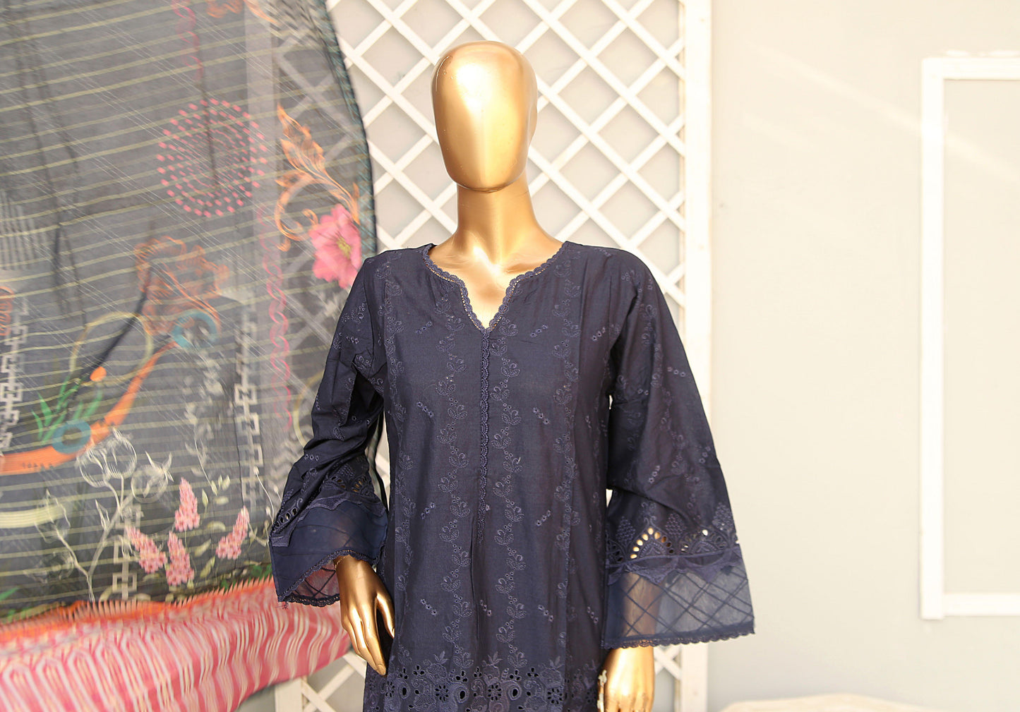 Bin Saeed Stitched Chikankari 3Pc Suit