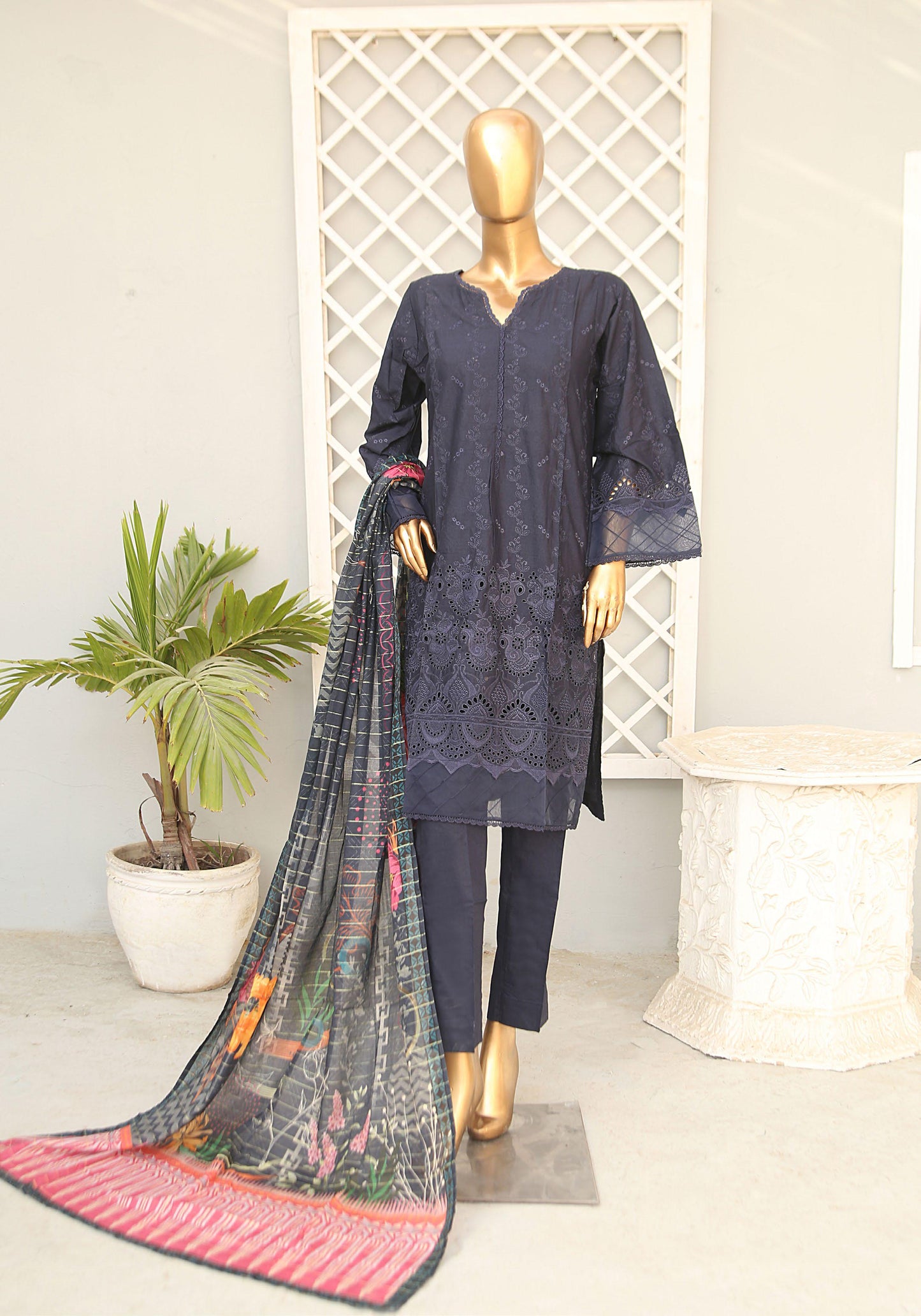 Bin Saeed Stitched Chikankari 3Pc Suit