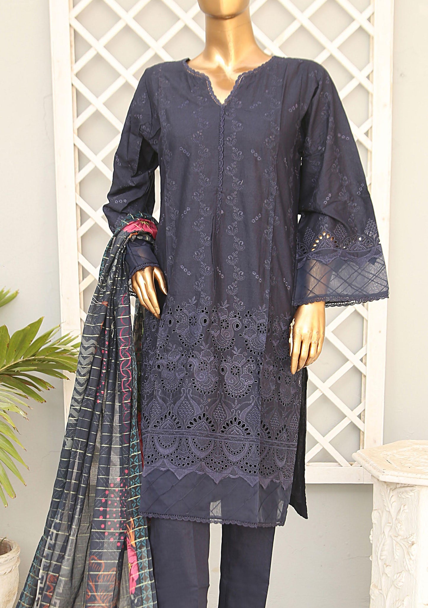 Bin Saeed Stitched Chikankari 3Pc Suit