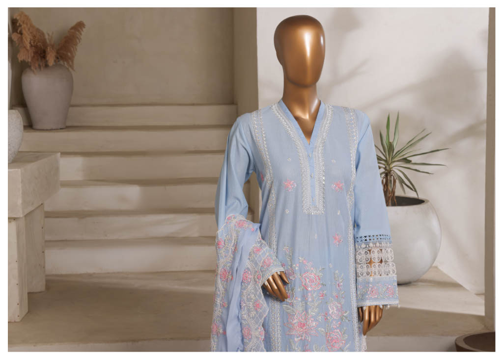 Sadabahar - Luxury Embroided 3 Piece Stitched Light Blue