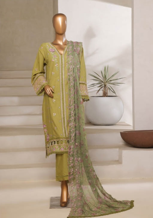 Sadabahar - Luxury Embroided 3 Piece Stitched Olive Green