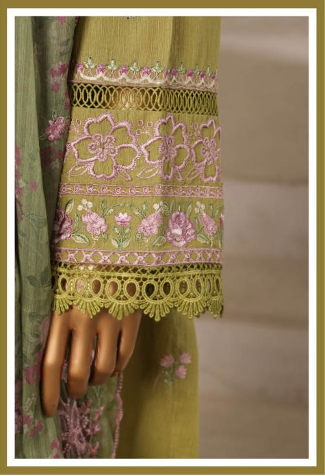 Sadabahar - Luxury Embroided 3 Piece Stitched Olive Green