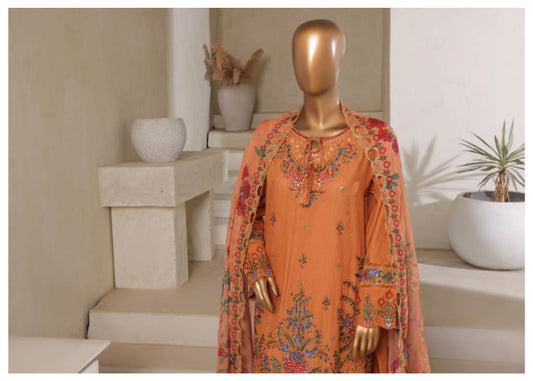 Sadabahar - Luxury Embroided 3 Piece Stitched Orange