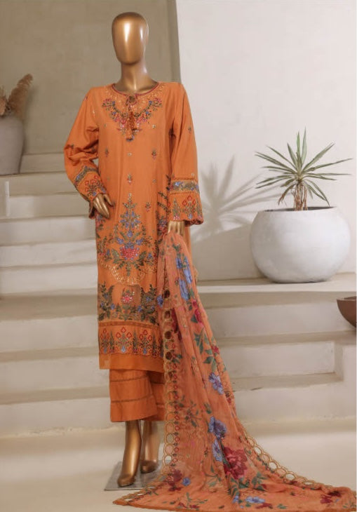 Sadabahar - Luxury Embroided 3 Piece Stitched Orange
