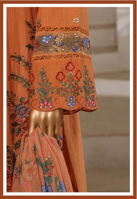Sadabahar - Luxury Embroided 3 Piece Stitched Orange