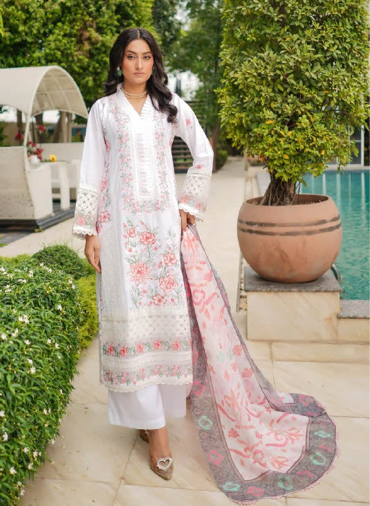 Munira Designers Lawn Stitched White