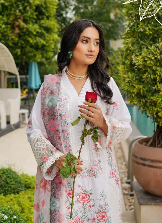 Munira Designers Lawn Stitched White