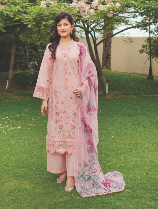 Munira Designers Lawn Stitched Pink