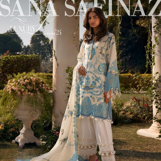 Sana Safinaz Embroidered Luxury Lawn Unstitched 3Pc Suit D-03B