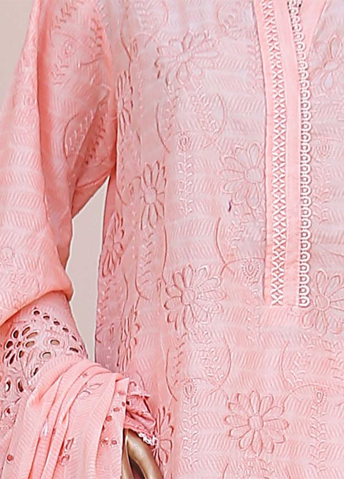 Bin Saeed 3 Piece Chikankari Stitched Suit with Chikankari Dupatta