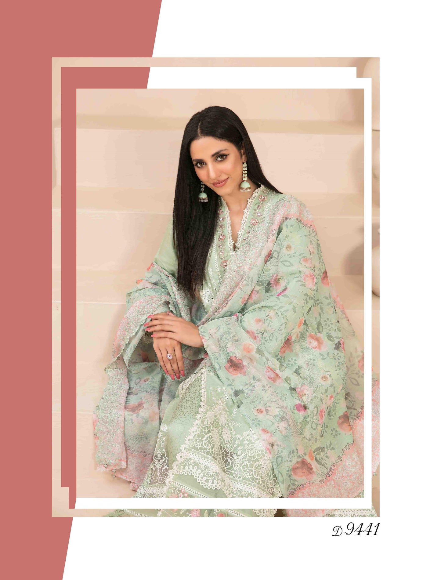 Aiyla Embroidered Digital Printed D-9441