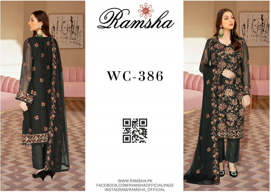 Ramsha 3 piece Embroidered chiffon