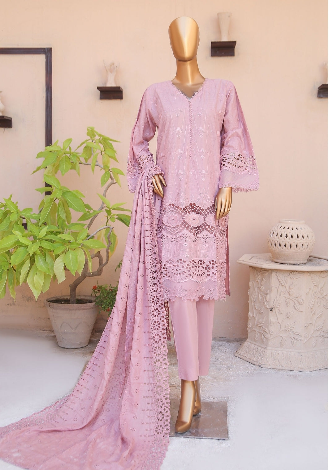 Bin Saeed 3 Piece Chikankari Stitched Suit with Chikankari Dupatta